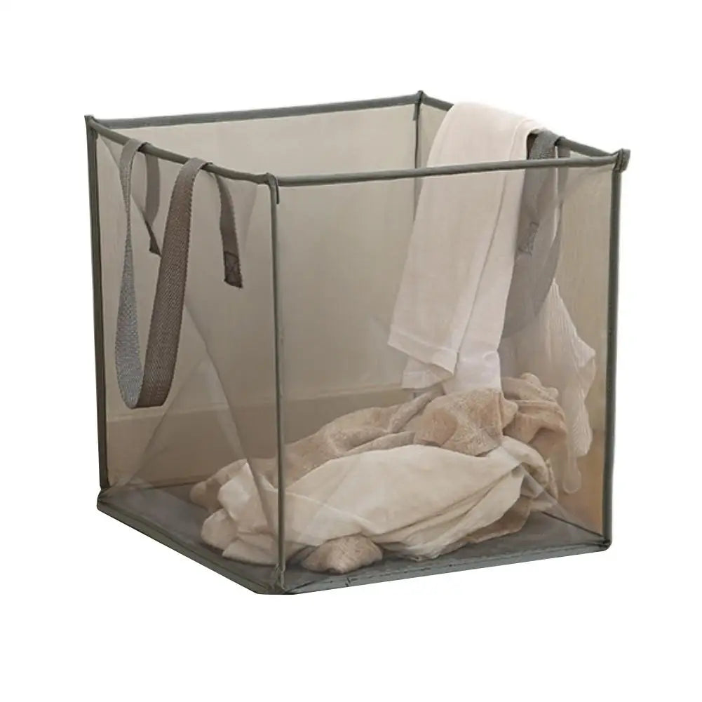 Square Dirty Clothes Basket Foldable Durable Breathable Large Capacity Mesh Storage Bag Simple Bathroom Laundry Basket Qme C