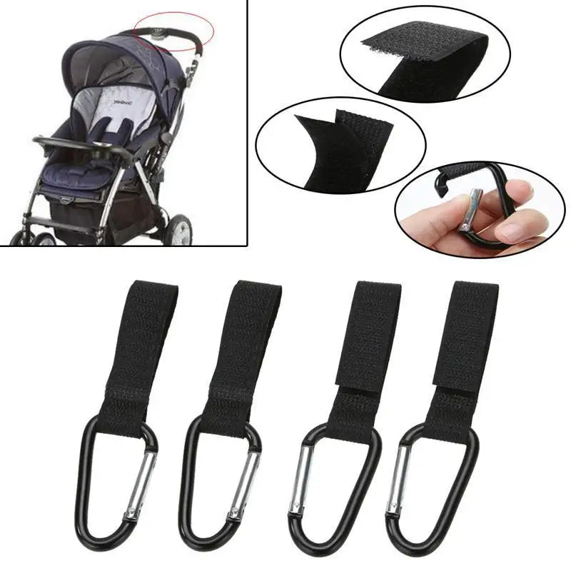 2/4Pcs Baby Stroller Hooks Wheelchair Shopping Cart Nylon Velcro Hooks Household Portable Metal Buckle Hooks Shopping Cart Hooks Qme