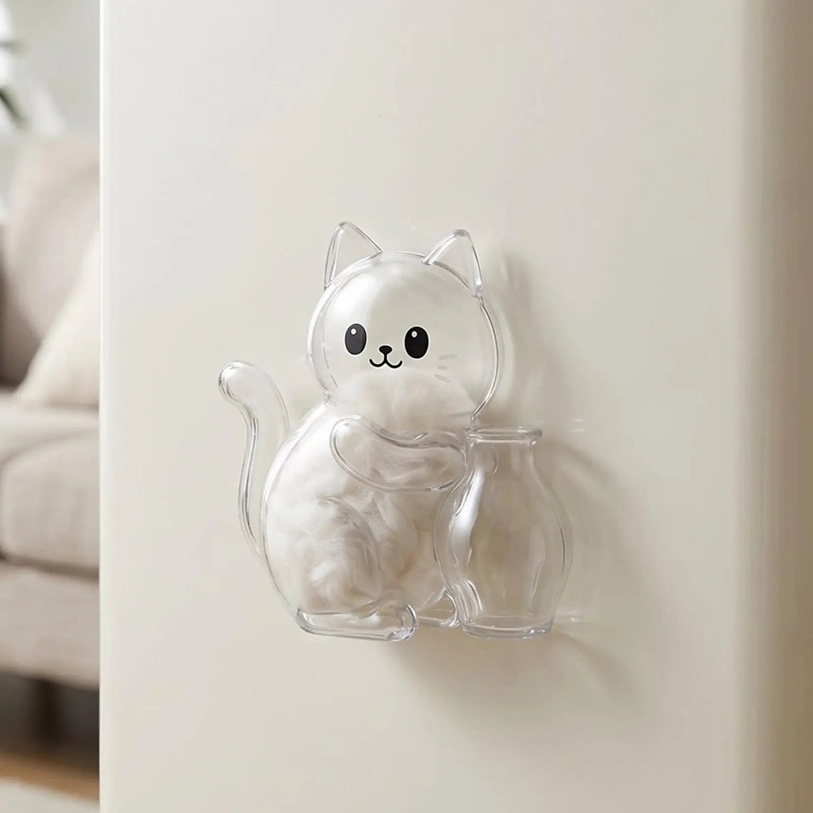 Pet Hair Memorial Cute Kitten Clear Refrigerator Magnets Cat Whiskers Storage Container for Refrigerators Washing Machines Any Qme