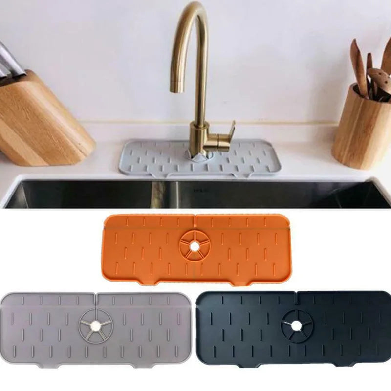 Kitchen Faucet Absorbent Mat Silicone Sink Splash Guard Water Draining Pad Countertop Protector Table Cushion Place Mat Bathroom Qme