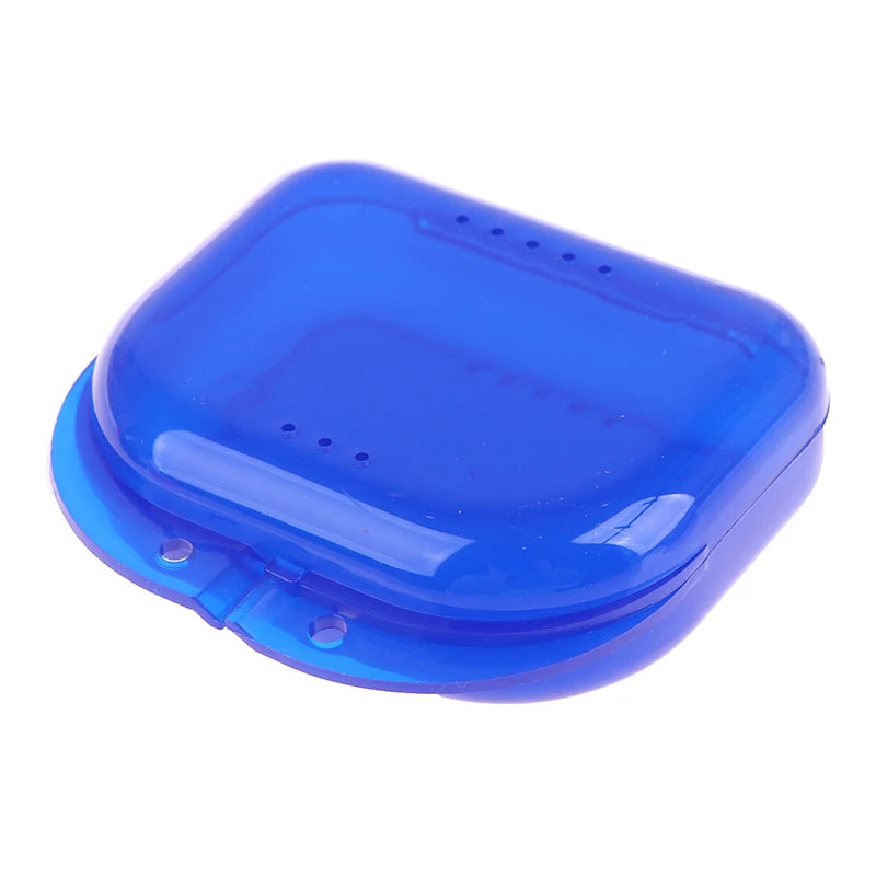 Denture Storage Box Dental Retainer Orthodontic Mouth Guard Container Qme Dark blue