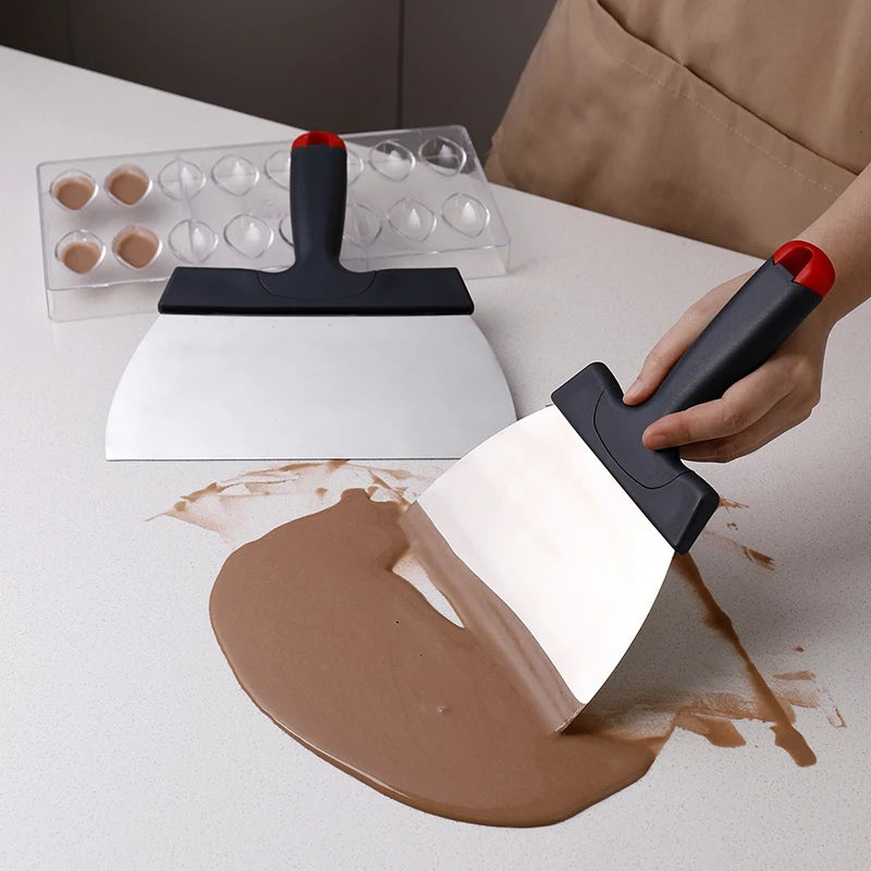 Stainless Steel Dough Scraper Coating Spatula Chocolate Kitchen Qme