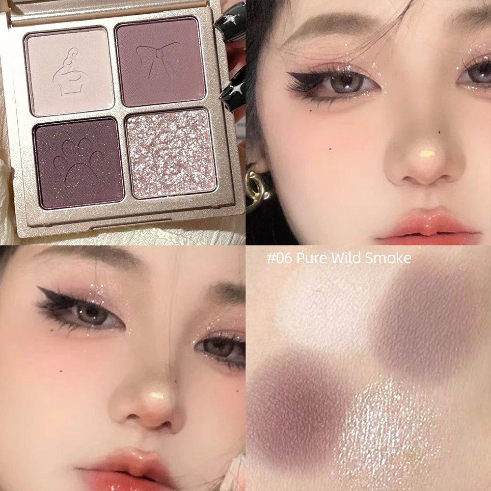 ART VALUE 4 Colors Eyeshadow Palette Glitter Pearly Eye Shadow Nude Long Lasting Charming Eyes Make Up Palette Cosmetics Qme 06