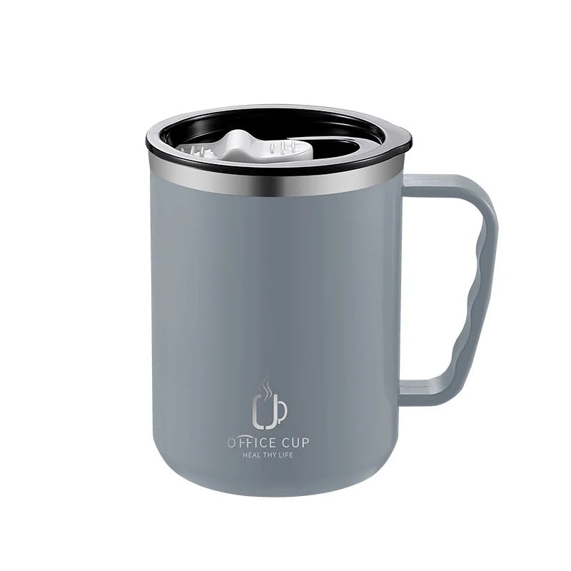 Stainless Steel Milk Coffee Cup 500ml Double-wall Insulated Coffee Cup Leak-proof Drinking Cup with Handle Qme 500ml grey