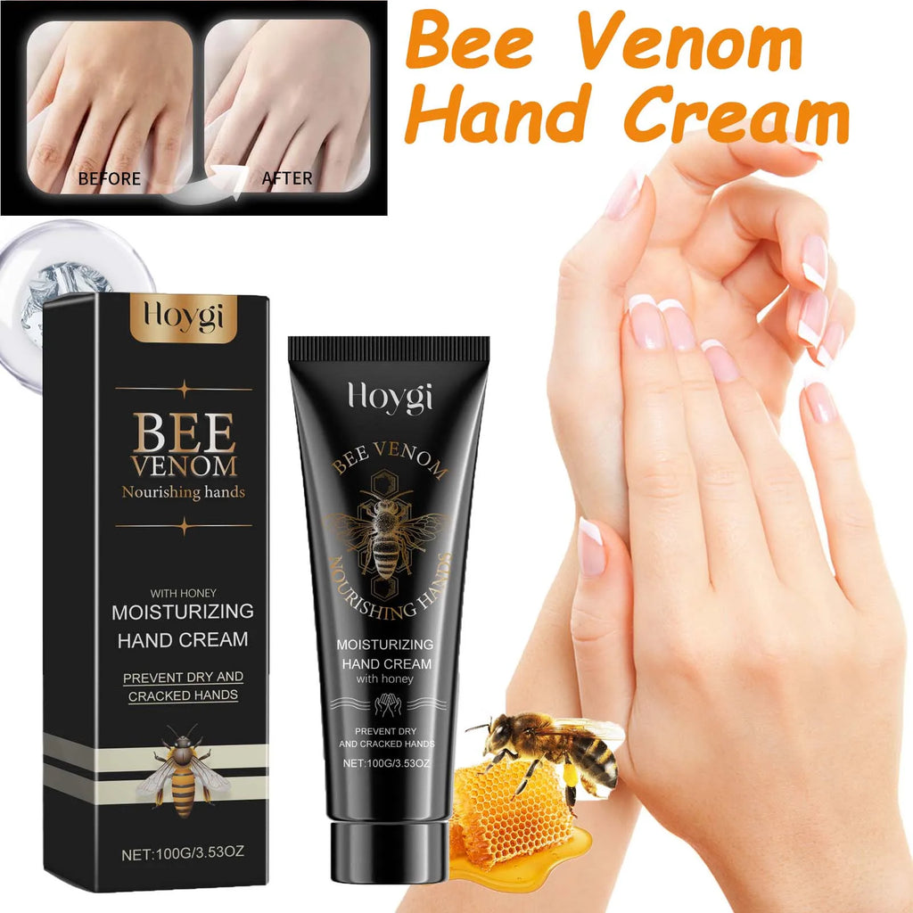 Bee Venom Hand Cream Moisturizing Anti Crack Fast Absorption Non Greasy Nourishing for Dry Cracked Skin Improve Skin Texture Qme