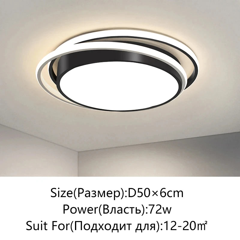Modern LED Ceiling Light For Bedroom Living Dining Room Study Aisle Balcony Chandelier Indoor Home Decor Lighting Fixture Luster Qme Black-Round 3 Colors No Remote