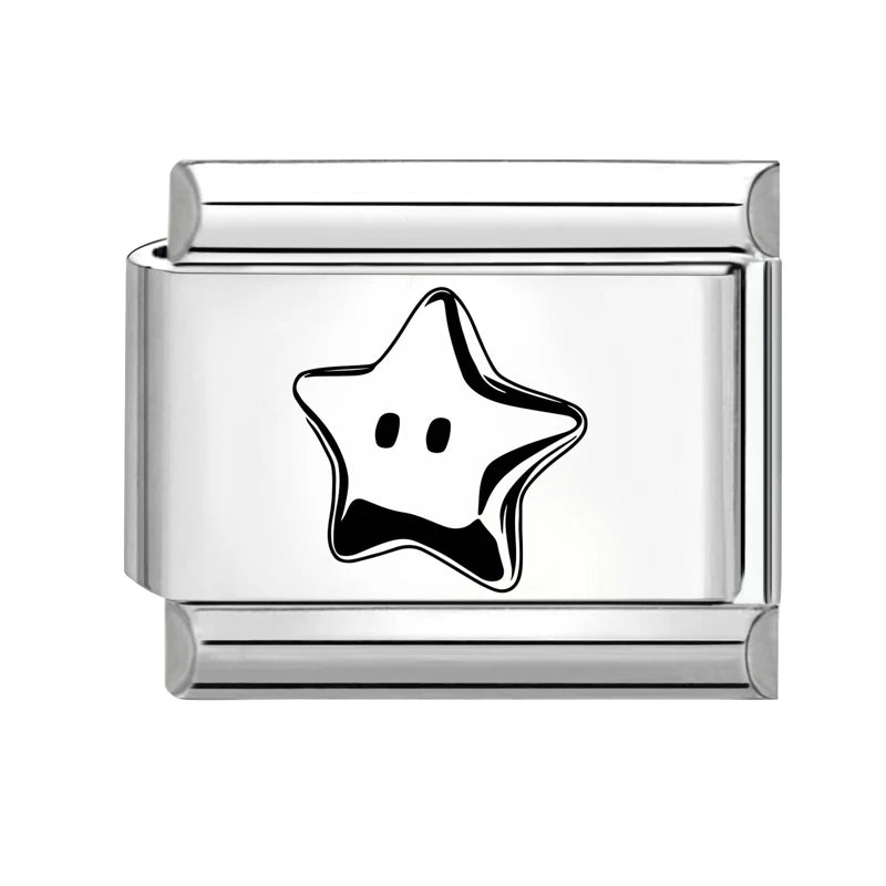 New 1pc Original Stars Pin Cloud Moon Planet Personality Italian Charm Links Fit 9mm Bracelet Stainless Steel Jewelry Making DIY Qme Style 22