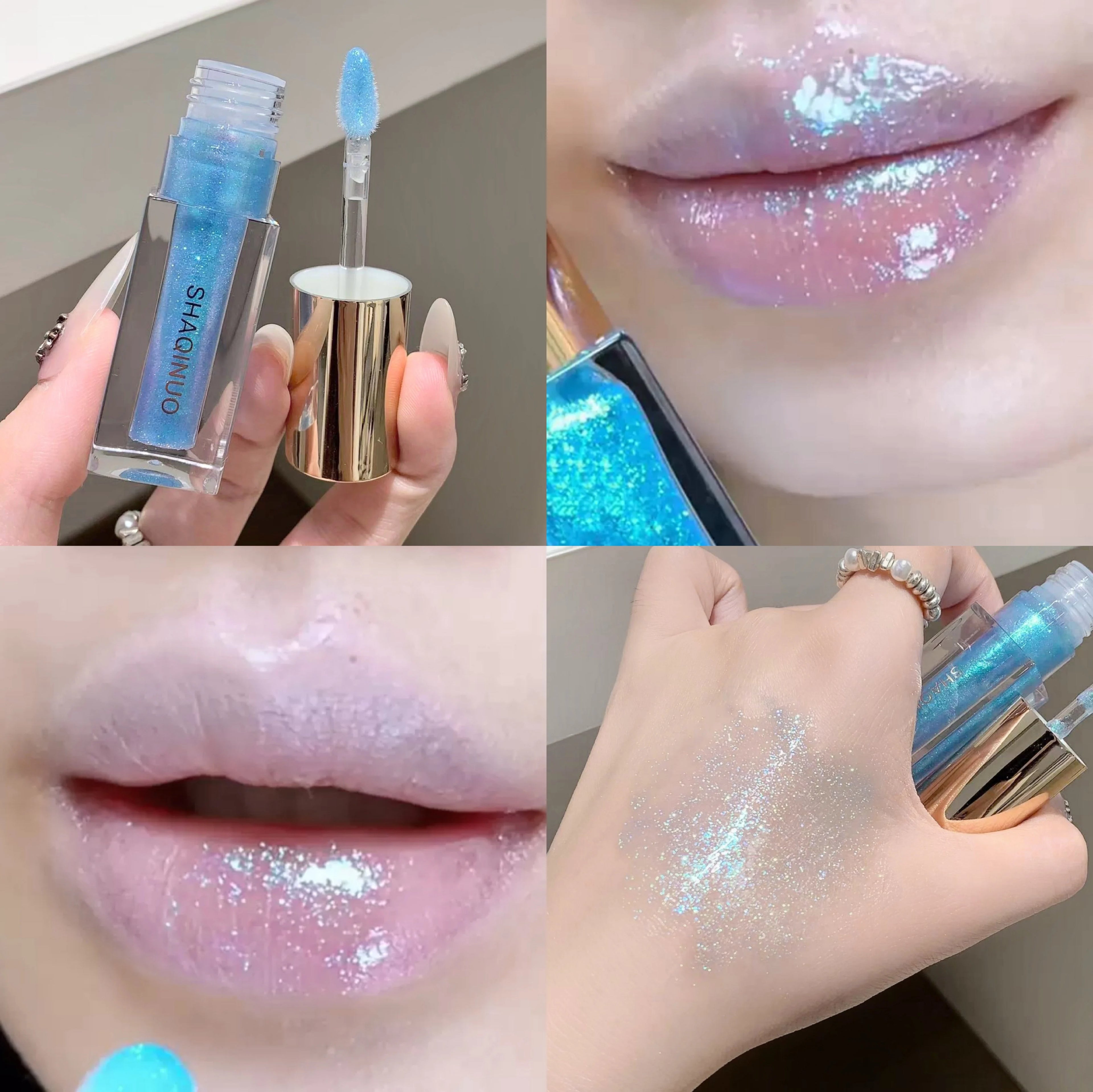 SHAQINUO Glittering Mirror Lip Glaze Watery Shimmering Light Gloss Qme S9056-05