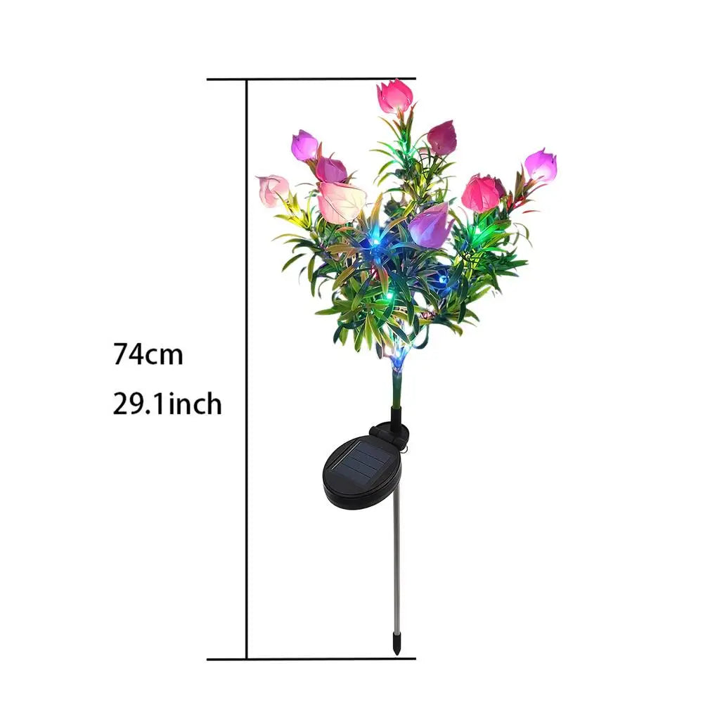 Solar Flowers Realistic Gardenia Decorative Garden Lights Powered Qme pink colored light China Mainland