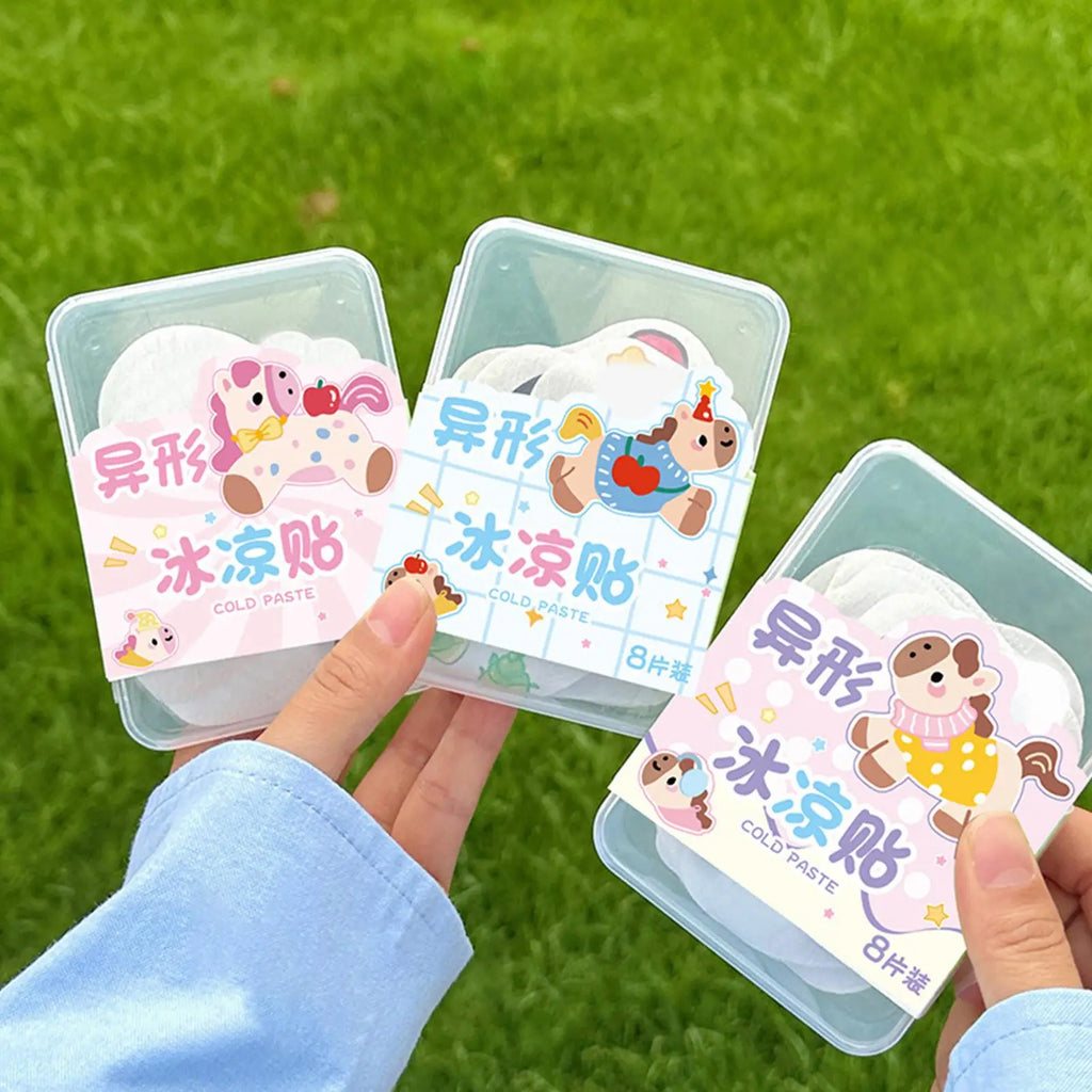 NEW Cool Patches 8-Piece Instant Summer Long Lasting Kids Ice Pack Headache Patches For Home Office Outdoor Travel Sports Hiking Qme