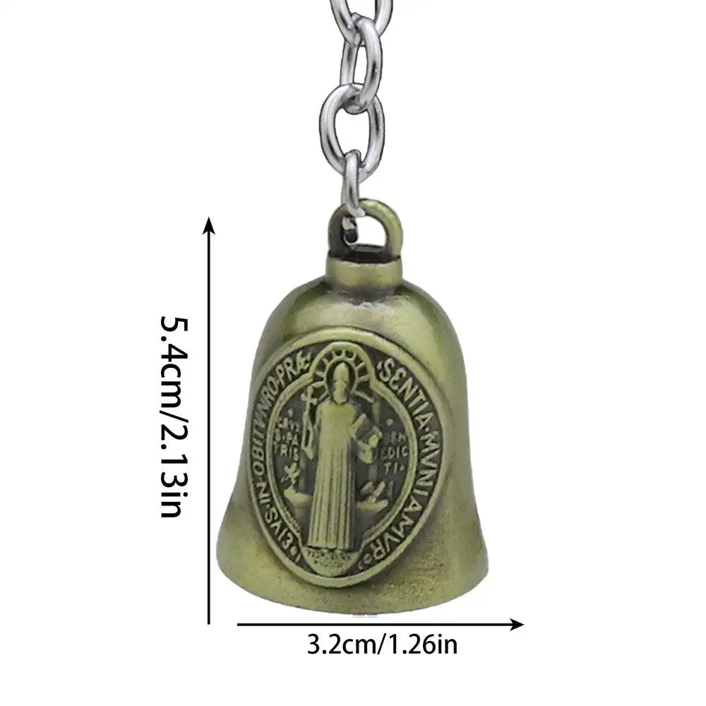 1PCS Motorcycle Bell Good Luck Jesus Bell Creative Motorcycle Bell Accessories For Good Luck Retro Riding Luck Key Chain Bell Qme 02