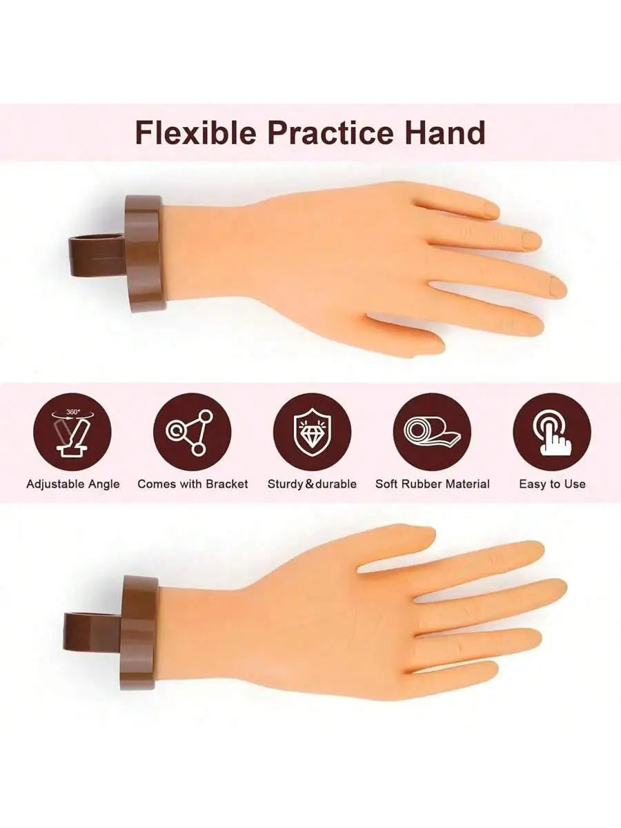 Nail Art Beginners Practice Fake Hand Models Insertable Plates Qme