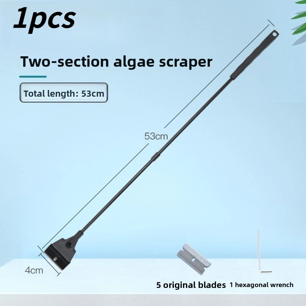 Household Fish Tank Dual Function Algae Sand Remover Glass Scraper Multifunctional Aquarium Accessories For Daily Tank Care Qme 53CM 1pcs