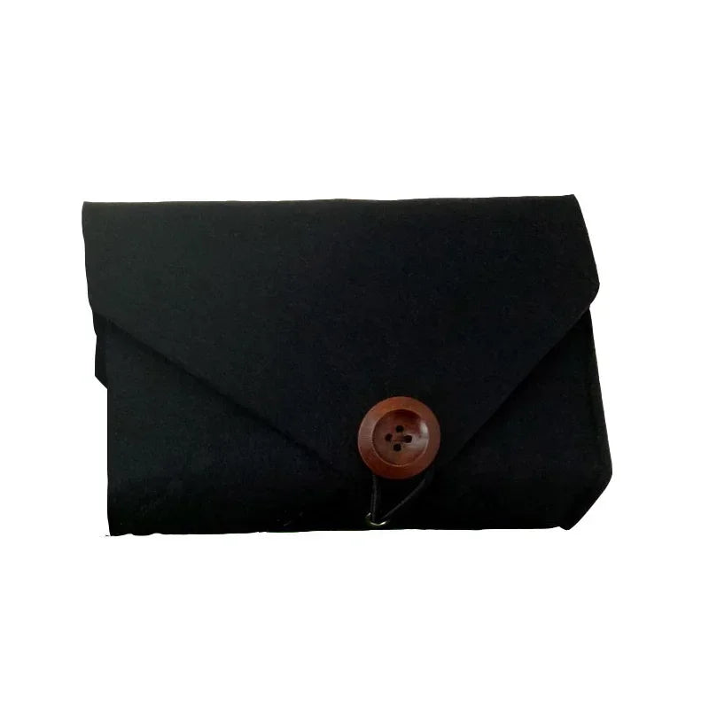USB Data Cable Mouse Pouch Mini Felt Travel Multifunction Organizer Bag Key Coin Package Chargers Storage Bags Qme Black