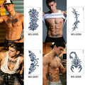 A Long Lasting Cyan Thorn Fake Tattoo Stickers 4/6/9Pcs, Non-Reflective Waterproof Temporary Decals for Belly Chest Back Waist Qme 4pcs WS-G095G098