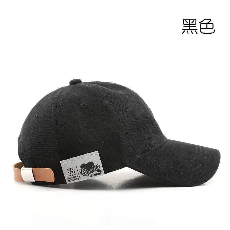 Summer Baseball Cap for Men Women Korean Streetwear Sun Hat Leather Buckle Hip Hop Snapback Caps Outdoor Trucker Hat Unisex Qme black