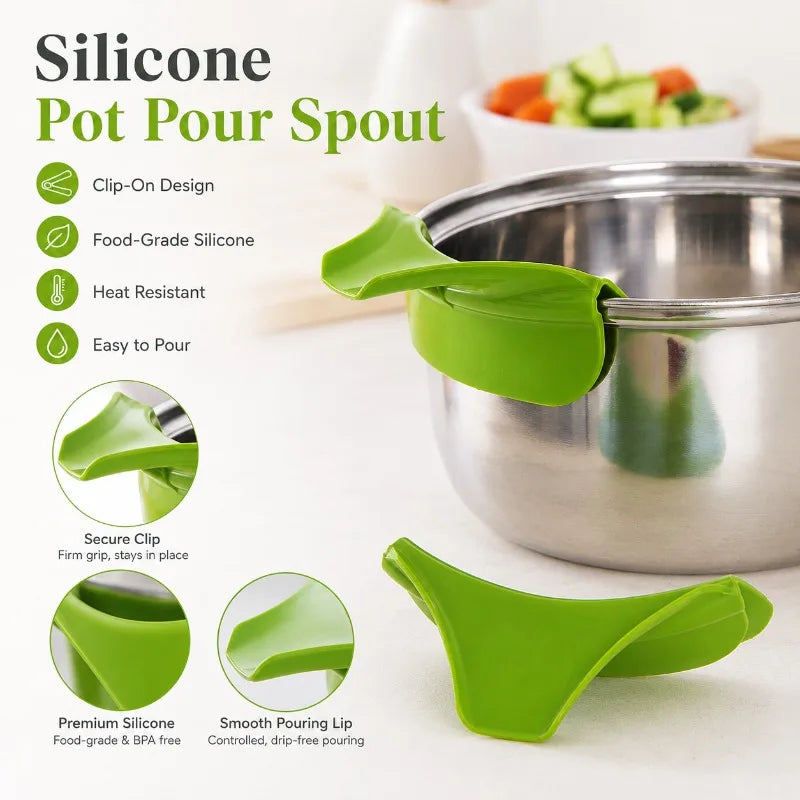 1 Funnel Anti-overflow Silicone Creative Clip-on Filter Pot Bowls Qme