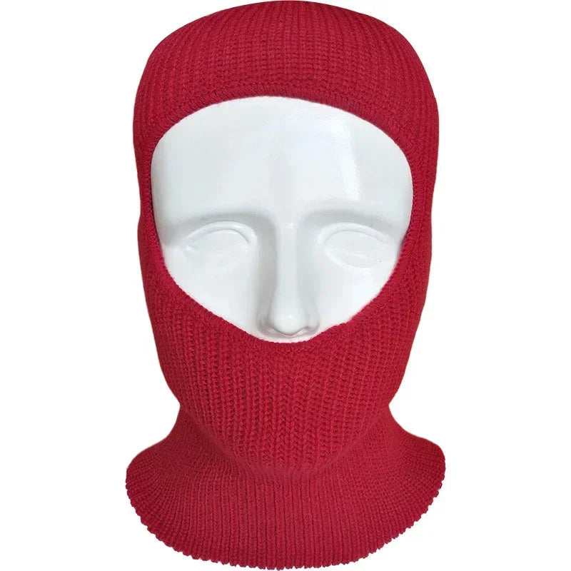 1 Hole Knitted Full Face Cover, Winter Balaclava, Warm Knit Thermal Ski Neck Gaiter for Outdoor Sports Qme