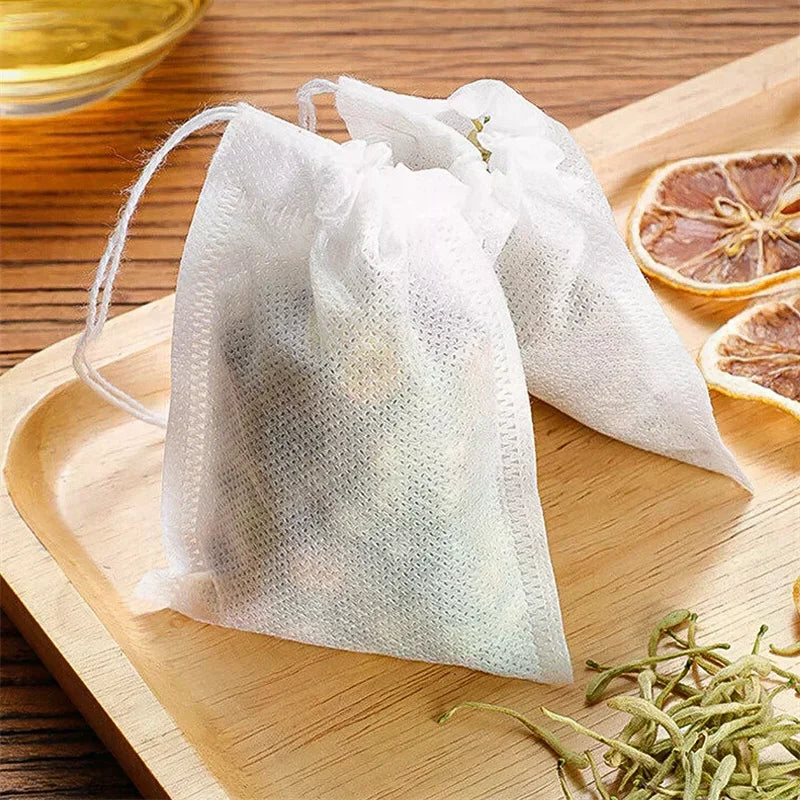 Non-woven Tea Bags Disposable Teabags Drawstring Sealing Coffee Spice Qme