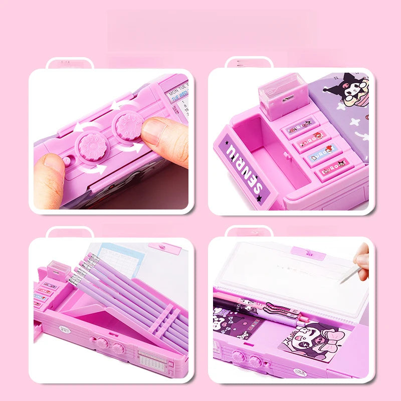 Melody Combination Lock Pencil Case Kuroomi Large-Capacity Multifunctional Student Pencil Case Qme