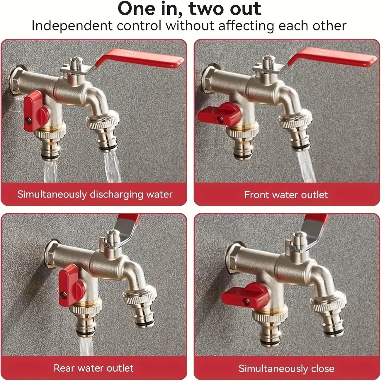 1Pc dual socket garden water pipe faucet, universal threaded multi-component outdoor faucet, compatible with sprinklers and wate Qme
