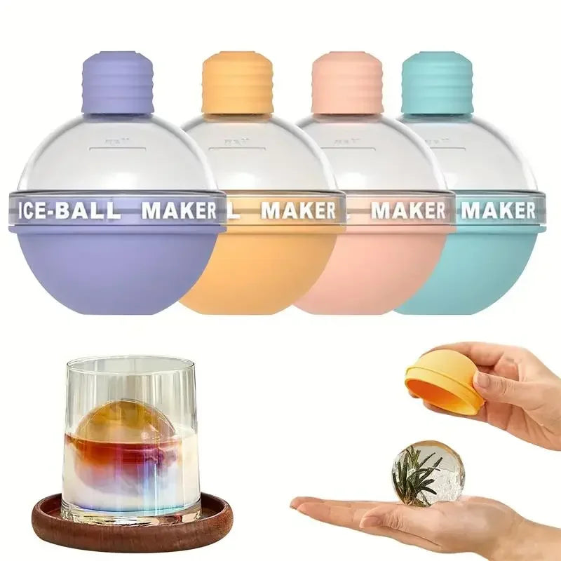 Ice Cube Mold Round Ice Hockey Premium Silicone Ice Sphere Molds Seamless 2.5in Ice Balls Kitchen Must-Have for Chilled Qme 4pcs