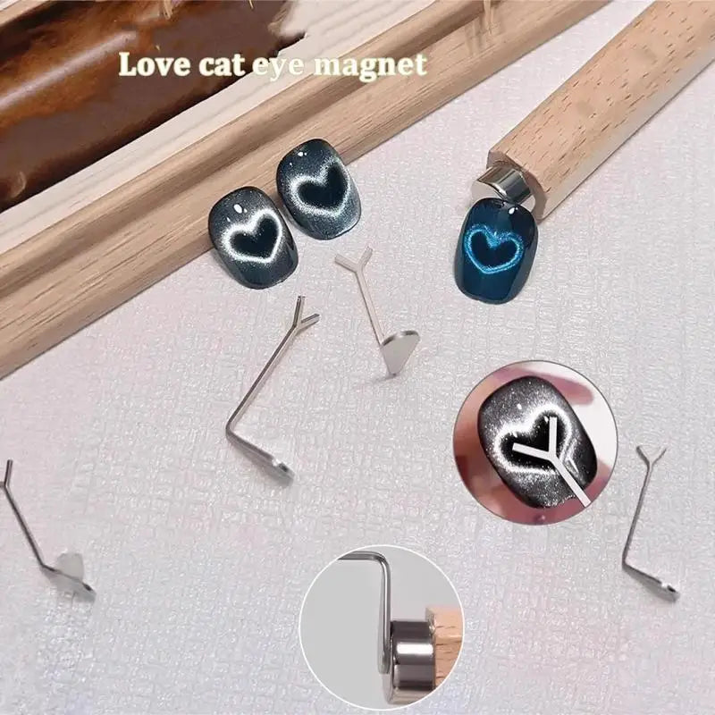 Y-shaped Nail Magnet Tool Creating Heart Ingot Patterns Cat Eye Art Qme