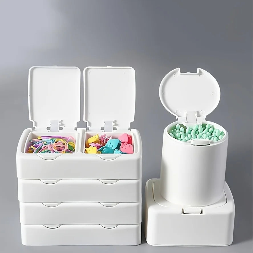 1pc Anti-dust Swab Storage Box Drawer Desktop Trinket Small Box Student Makeup Box Toothpick Organizing Storage Box Qme