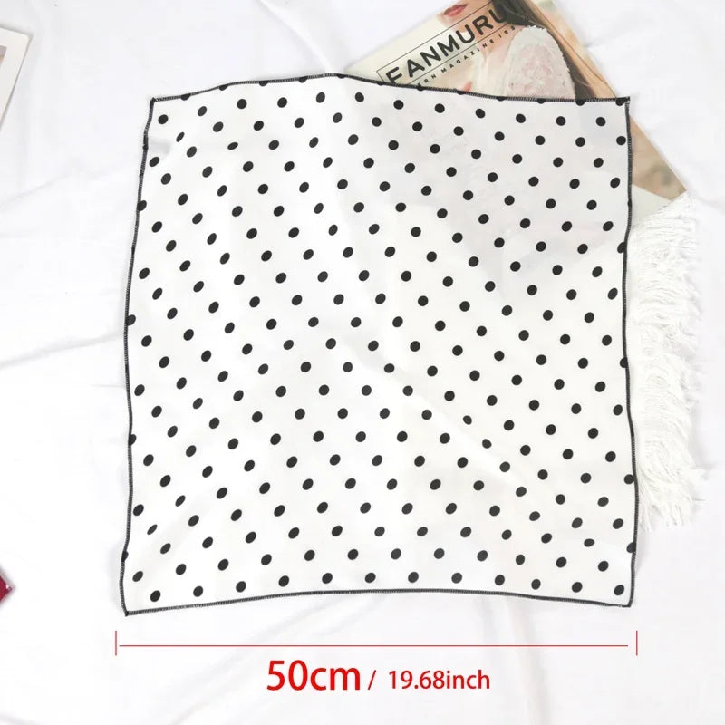 Women Breathable Fashion Dot Small Neck Square Scarfs Office Lady Qme
