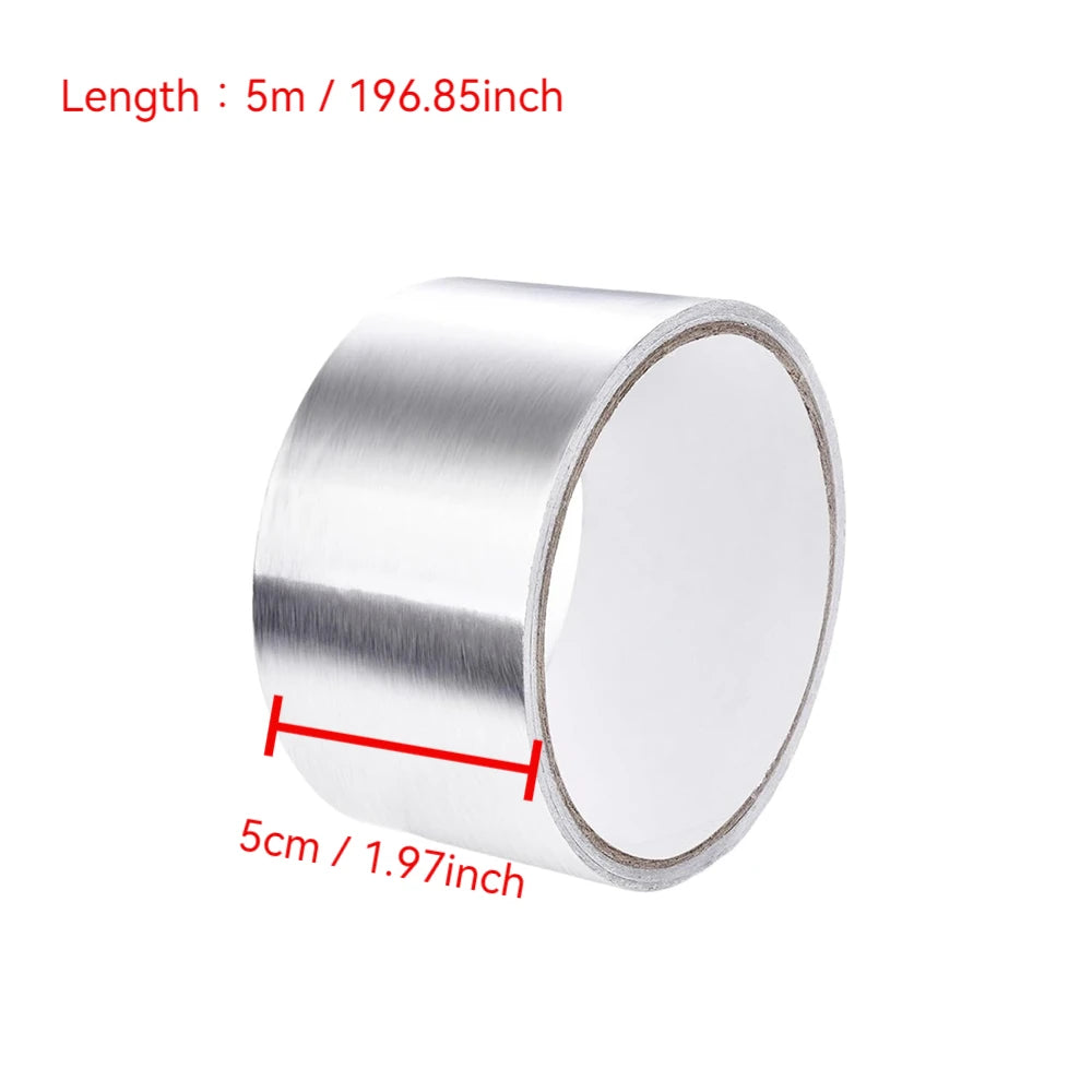 Aluminum Foil Tape 5-10m Waterproof Oil Proof Self Adhesive Kitchen Stove Sink Gap Seal Strip Heat Resistant for Countertop Edge Qme 5cmX5m 1pc