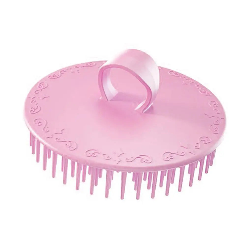 Hair Scalp Exfoliator Brush Dandruff Cleaning Flexible Massager Qme pink