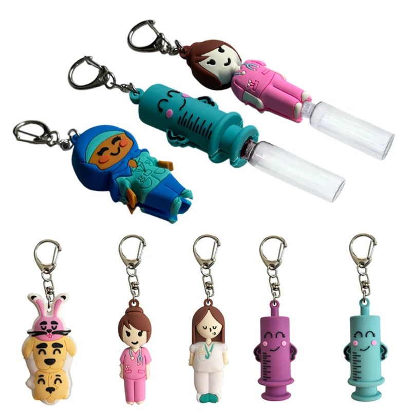 New 1Pc Syringe-Shaped Ampoule Bottle Opener Keychain Rubber Cutter Aid Medication Vial Breaker Tool For Home Nurses And Doctors Qme