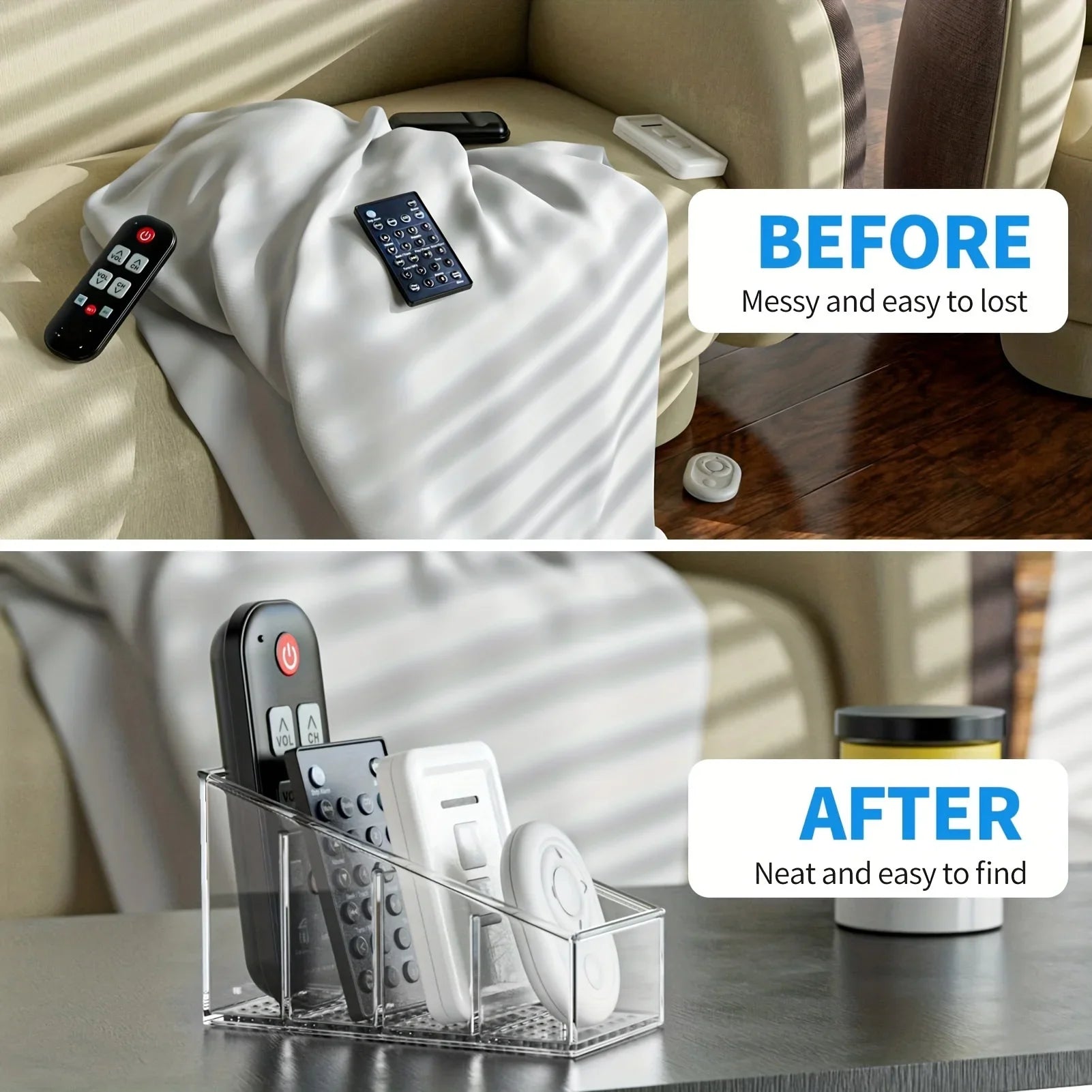 1pc Remote Control Holder, Desk Organizer, 4 Compartments Makeup Brush Holders With Different Heights For Home Qme