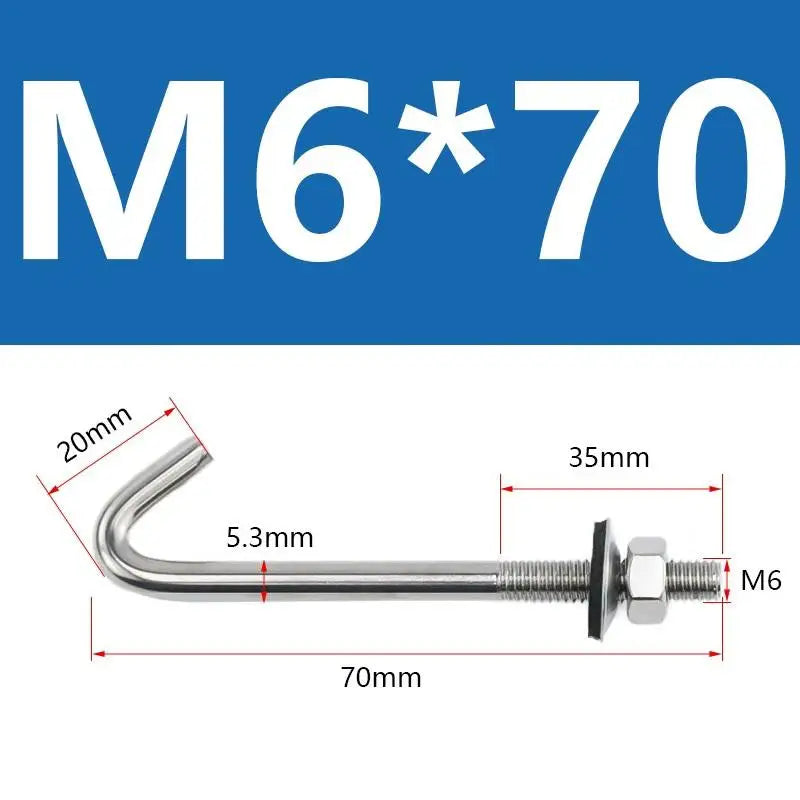 304 Stainless Steel M5 M6 L Hook Bolts With Matching Nuts Washers For Industrial Construction Home Hanging Qme A6