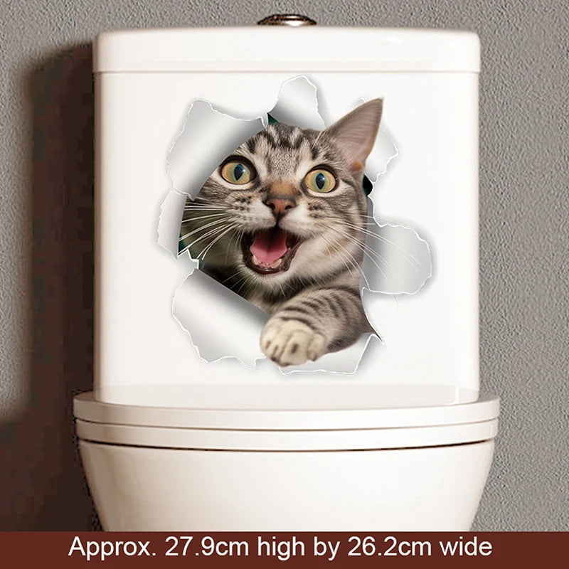 Animal Decals Decor Bathroom Washroom Funny 3D Kitten Toilet Seat Qme 08
