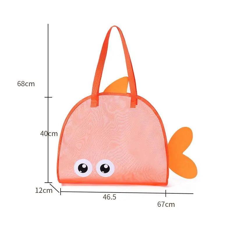 Cute Large Capacity Storage Bag Portable Foldable Mesh Sand Digging Toy Organizer Pouch For Beach Travel Outdoor Sports Qme Orange