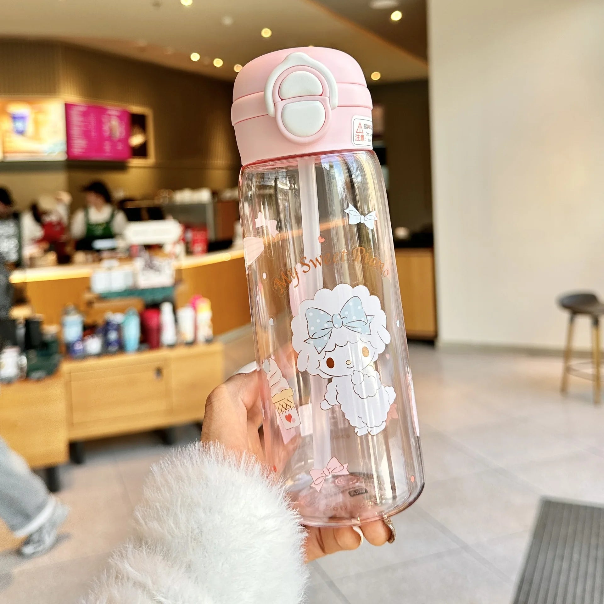 Hello Kitty Kuromi High-Quality Plastic Cup Convenient Carry-Handle Direct-Drink Cup Student & Casual Water Cup Water Bottle Qme 4
