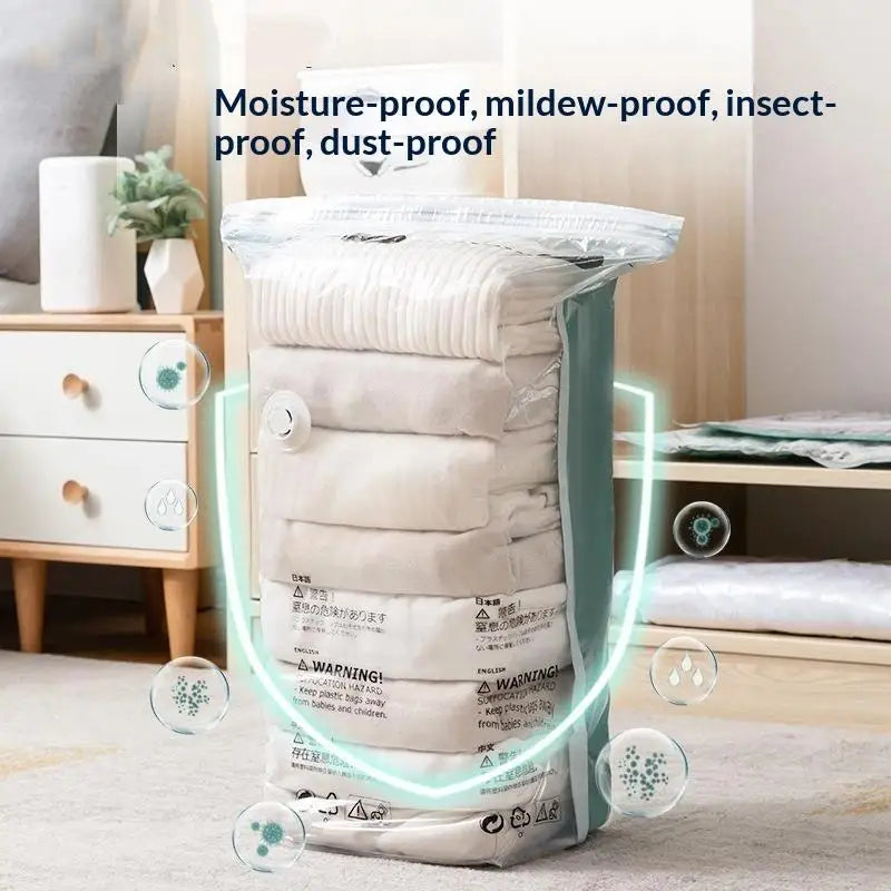 No Pump Design Vacuum Compression Storage Bags Extra Large For Clothes Blankets Bedding Bedroom Storage Qme