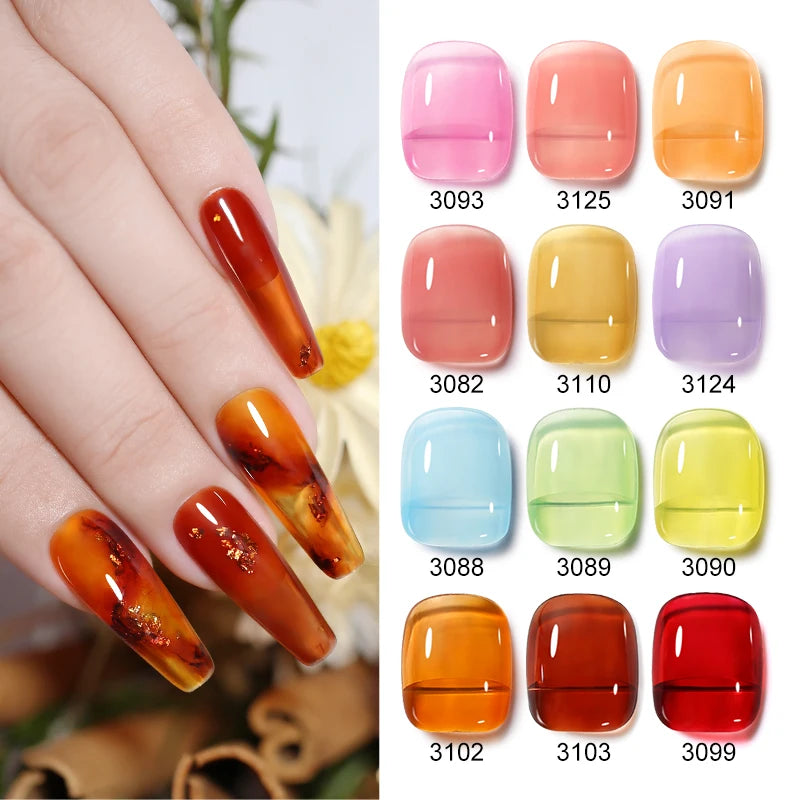 Arte Clavo Jelly Gel Polish Semi-transparent Pink Nude Clear DIY Nail Qme