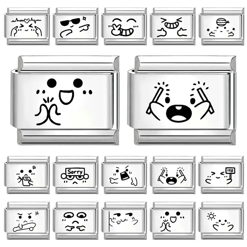 Laser Engraving Applause Encouragement Italian Charm Links Fit 9mm Stainless Steel Bracelet DIY Making Gifts Wholesale Qme