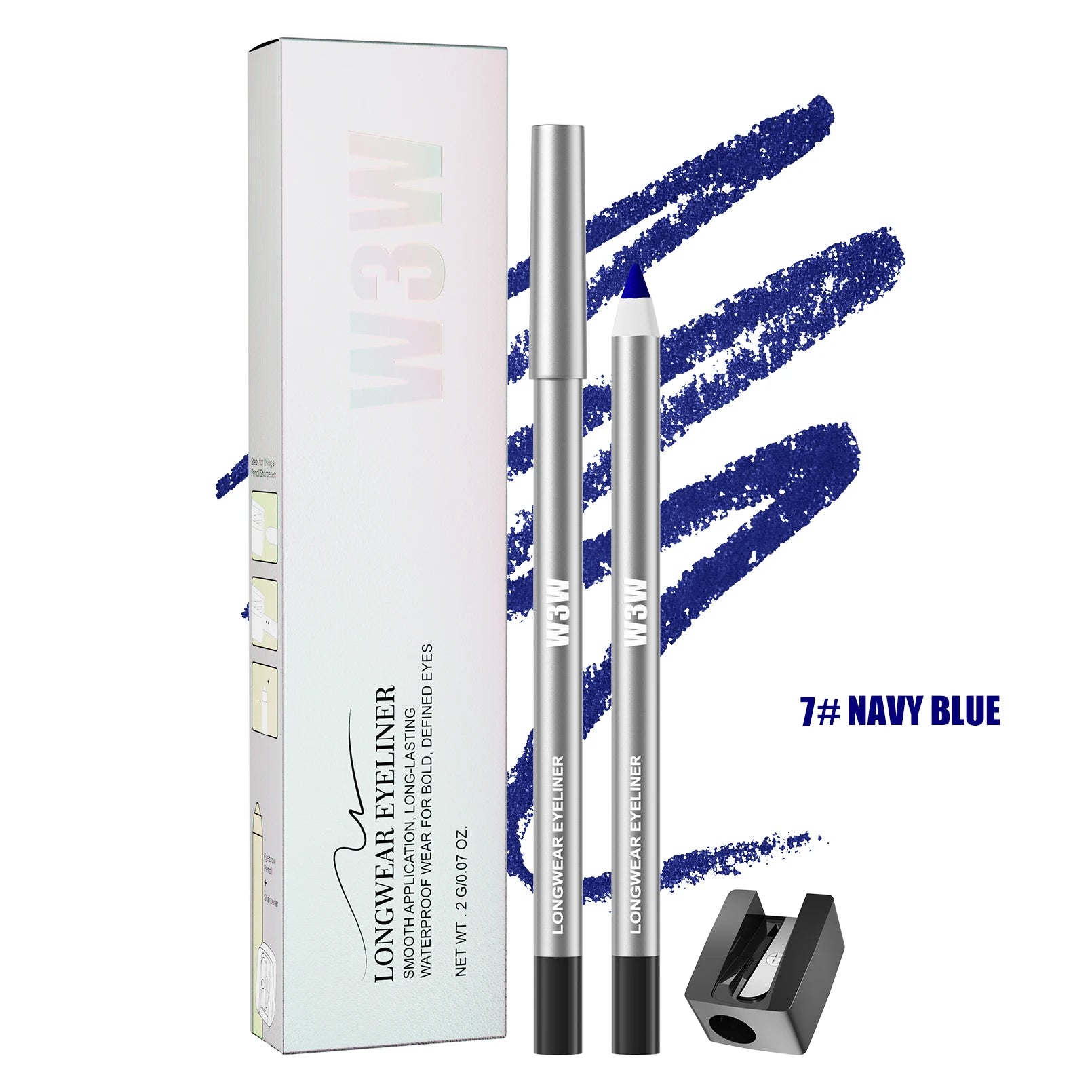 8 Colors Matte Eyeliner Gel Pencil, Ultra-fine Easy Coloring, Waterproof Sweatproof Smudge-proof, With Free Sharpener Qme W686-7 Full Size