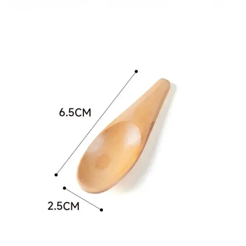 1pcs Mini Wooden Spoons Kitchen Spice Condiment Spoon Coffee Sugar Teaspoons Kids Short Handle Wood Scoops Home Tableware Qme