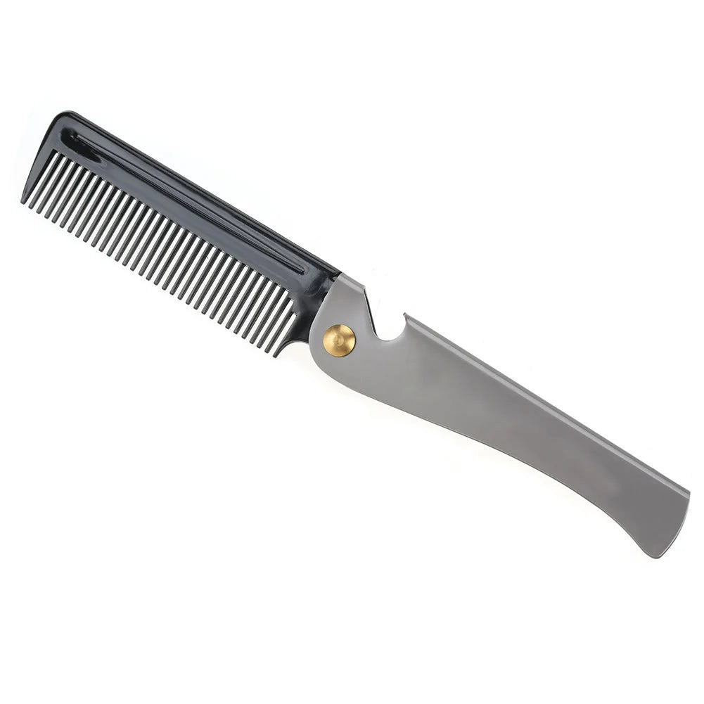 Folding Beard Comb Moustache Comb Beard Comb Folding Moustache Shaping Comb Stainless Steel Round Comb Teeth Beard Comb Qme 02