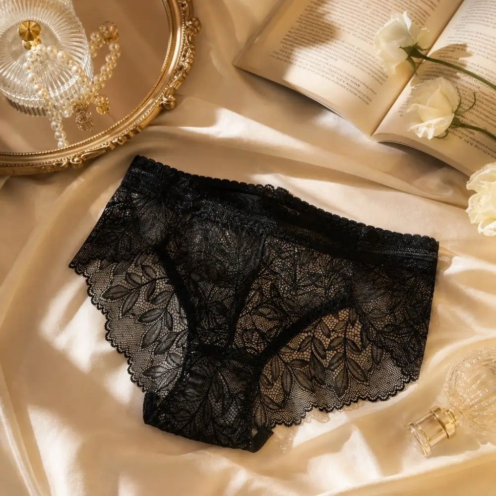 Lingerie Low Waist Women's Panties Transparent Hollow Out Lace Briefs Qme