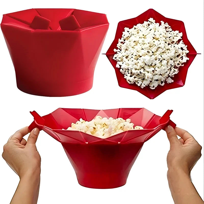 Foldable Silicone Silicone Popcorn Bowls High Quality Kitchen Easy Tools DIY Popcorn Bucket Bowl Maker Popcorn Microwaveable Qme