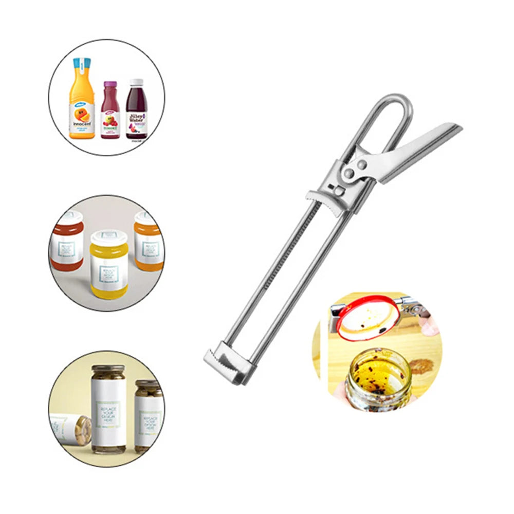 Adjustable Multi-Function Bottle Opener Stainless Steel Lids Off Jar Opener Labor-Saving Screw Can Opener For Kitchen Tools Qme