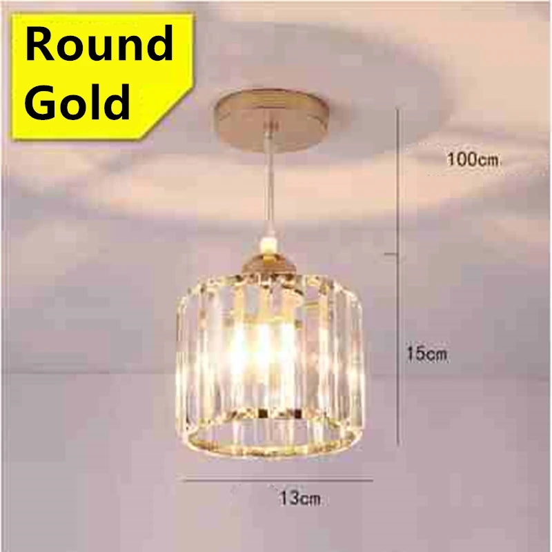 LED Creative Personality Crystal Ceiling Lamp Bedroom Restaurant Modern Simple Corridor Entrance European Style Small Chandelier Qme Round Golden