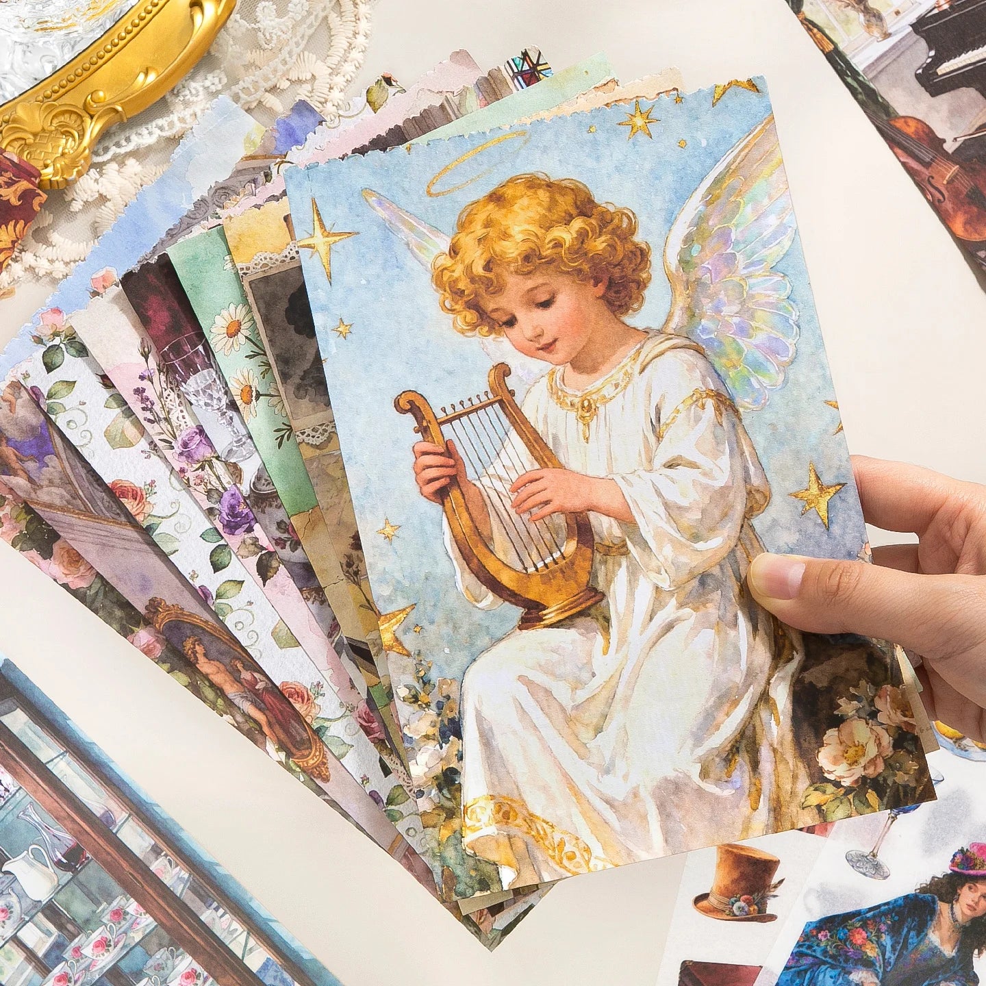 TIANZI 50 Sheets Sticker Book Victoria Estate Series die-cutting Sticker Photo Frame Desktop Decoration Sticker Back To School Qme