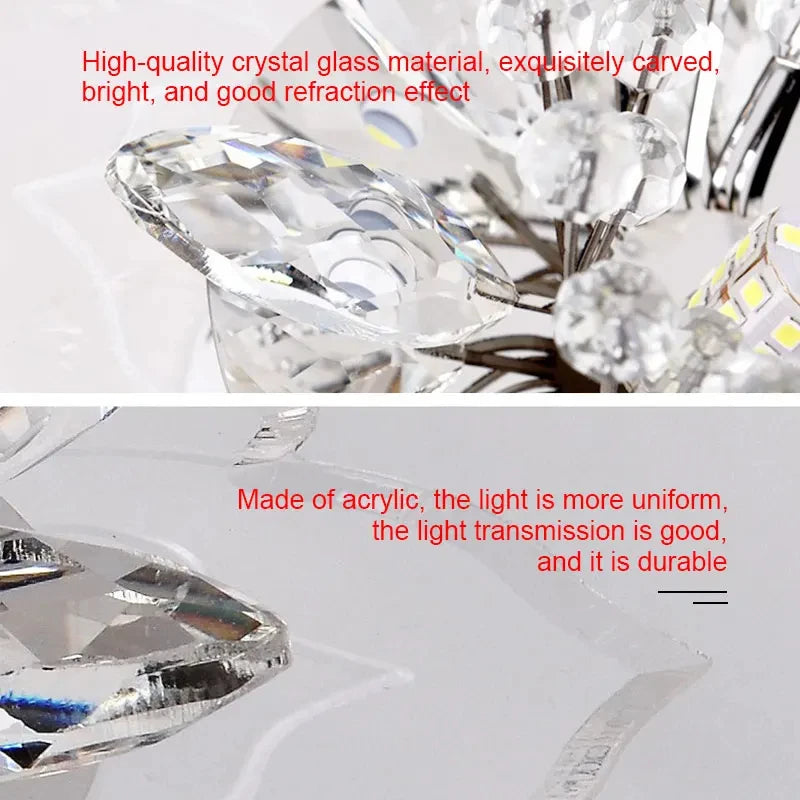 20cm LED Crystal Ceiling Light Modern Flower Shape Ceiling Lamp Hallway Living Room Lamp Bedroom Kitchen Corridors Aisle Light Qme