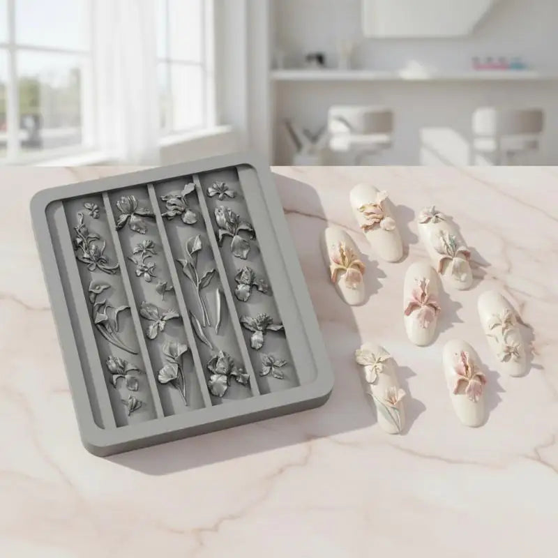 3D Flower Relief Nail Stamping Mold Transparent Easy Use DIY Manicure Qme